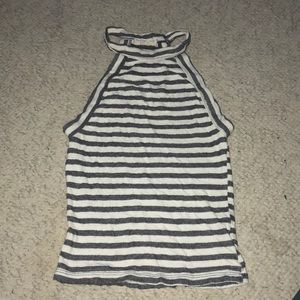 high neck striped top